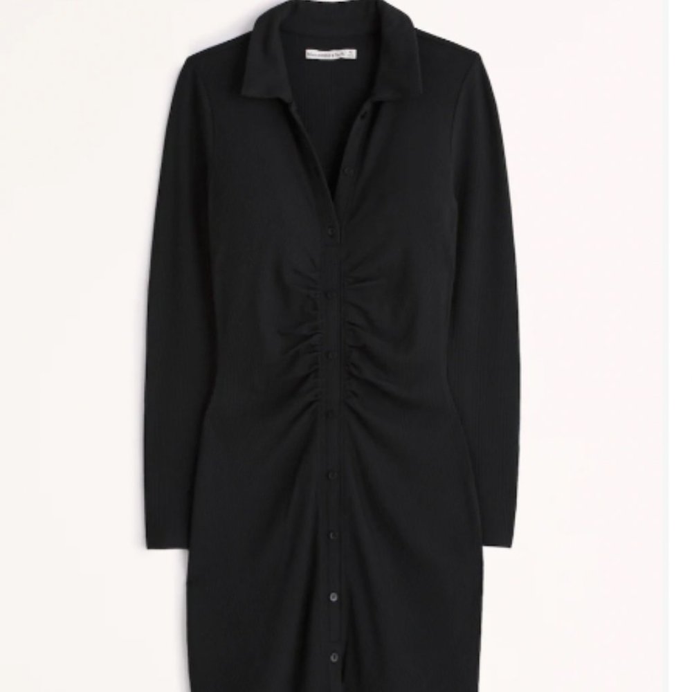 Abercrombie Long-Sleeve Ruched Shirt Dress size M